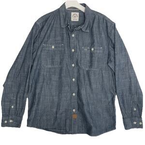 Dubinik Denim Blue Chambray Long Sleeve Button-Front Closure Men’s Shirt Size XL